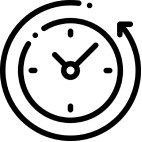 Clock with refresh arrow icon representing time management or reset functionality.