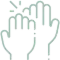 Two hands raised with fingers spread open in a giving or helping gesture.