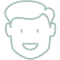 Simple line drawing of a smiling man's face with short hair outline style.