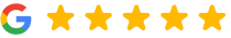 Google logo with five gold stars indicating excellent customer rating for Covaney & Covaney